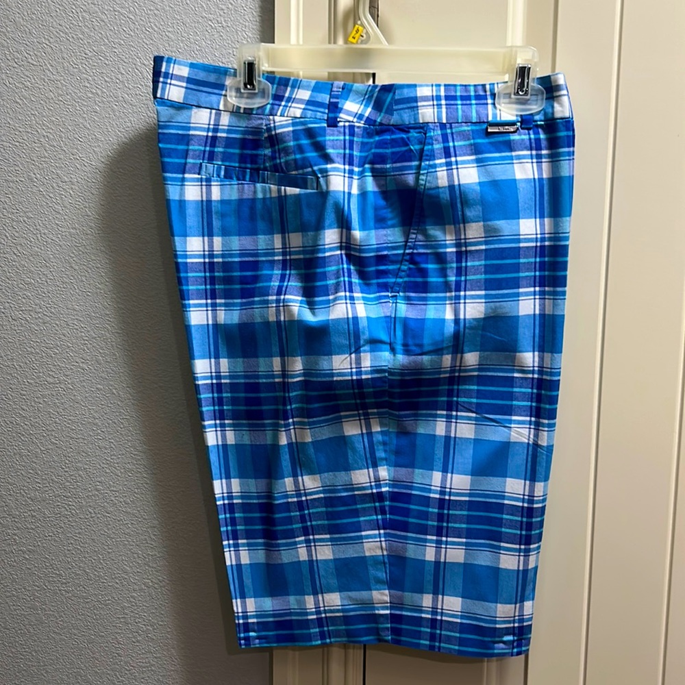 Women’s Bermuda Shorts, Ralph Lauren Active Wear, blue plaid, size 16